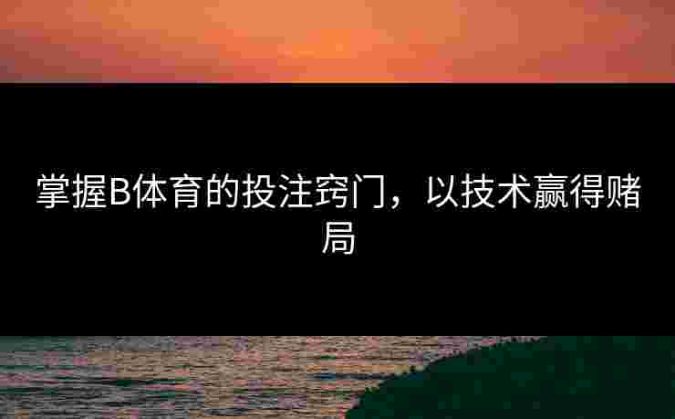 掌握B体育的投注窍门，以技术赢得赌局
